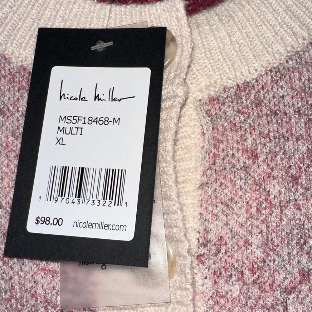 NWT Nicole Miller Women's Pink Floral Sweater Cardigan XL exclusive on decor - Picture 7 of 7